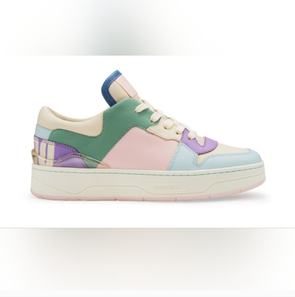 NEW Jimmy Choo Florent Sneakers – Cream & Pink Size 38 - Picture 3 of 11